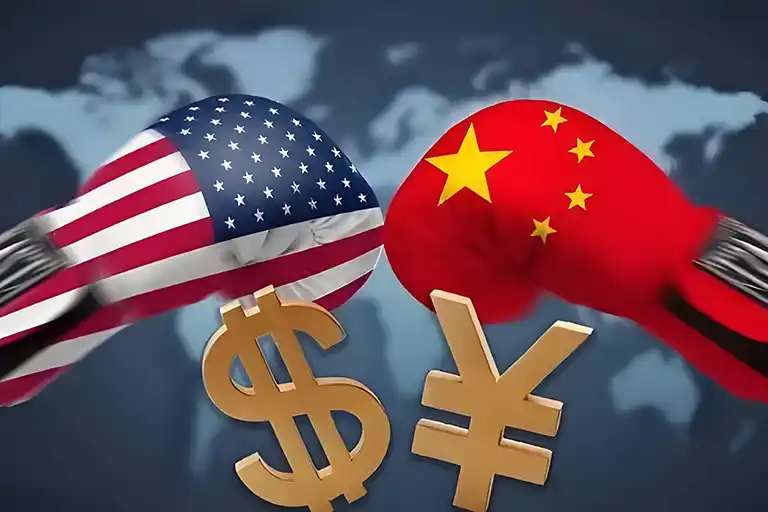 US-China trade war depicted by boxing gloves and currency symbols