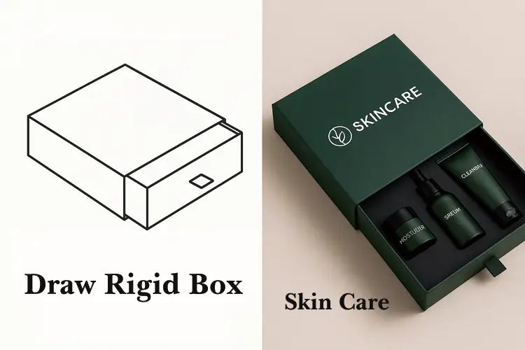 Drawer-style rigid box designed for luxury skincare product packaging.