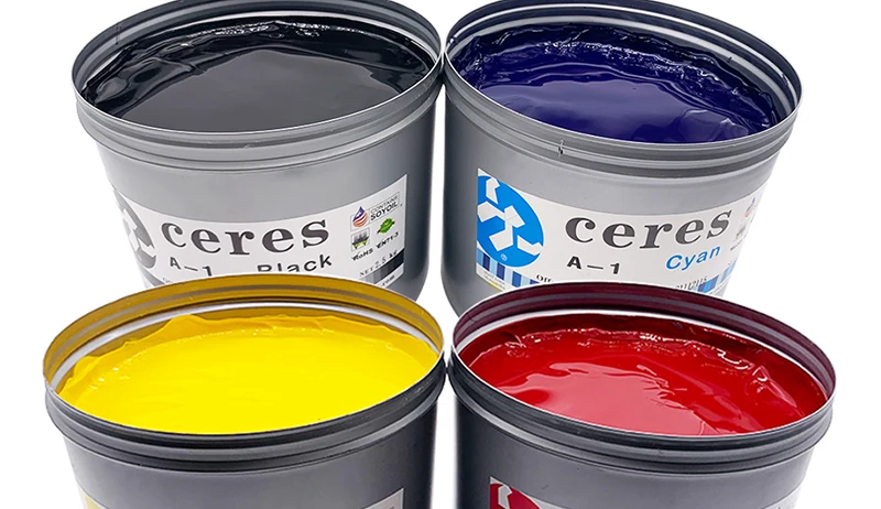 Set of Ceres water-based printing inks in CMYK shades