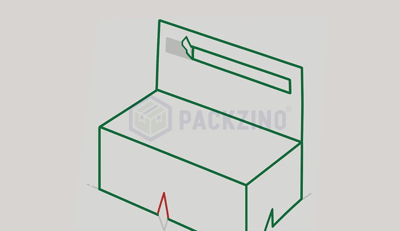 Folding carton with integrated adhesive strip for secure sealing.