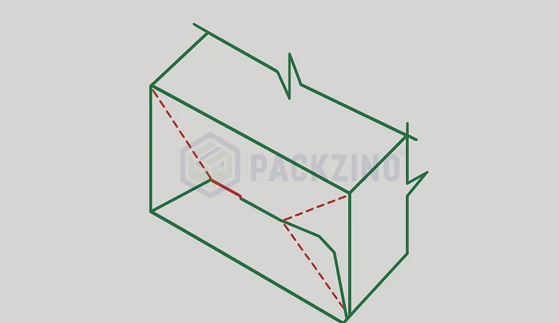 Auto bottom box dieline with folding flaps for quick assembly.