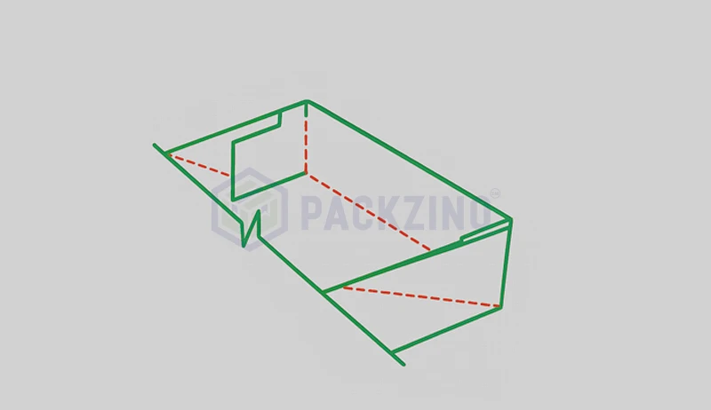 Tray box with four glued corners and open top for product display.