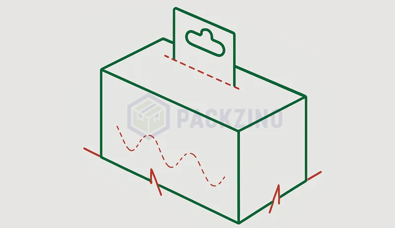 Retail box with integrated hang tab for shelf-ready display.