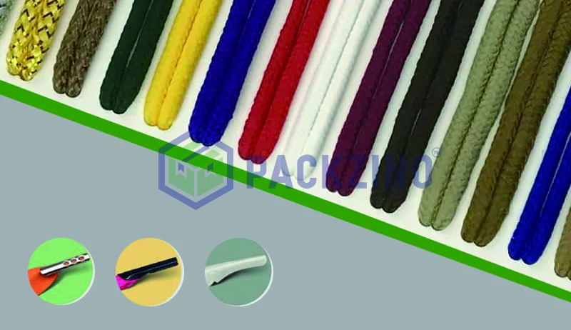 Multi-color low-stretch braided rope handles for paper bags
