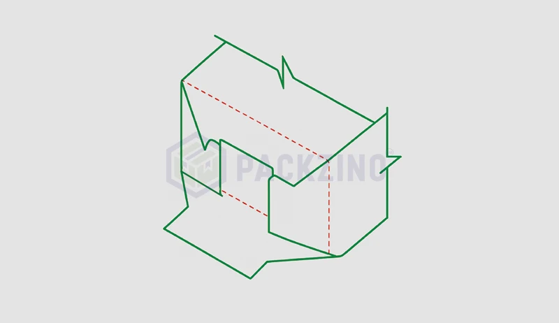 Snap lock bottom carton dieline showing interlocking base flaps.