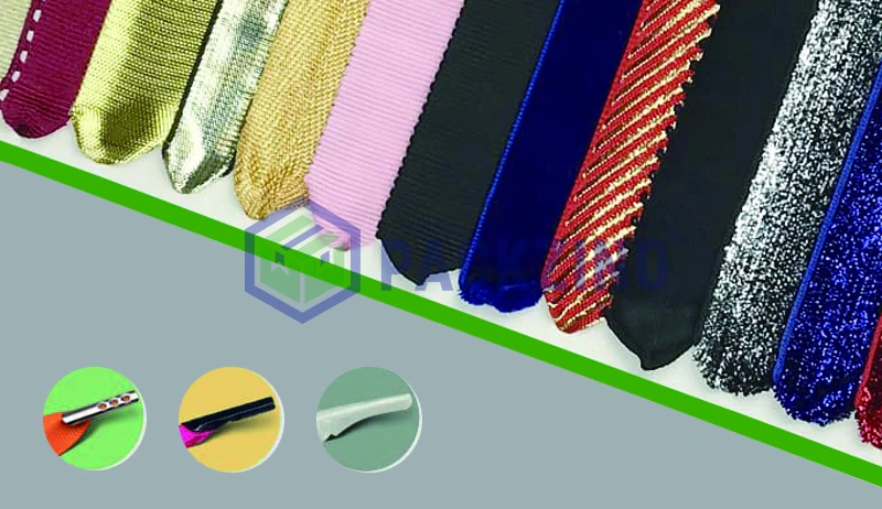 Textured and metallic specialty ribbon handles for luxury packaging