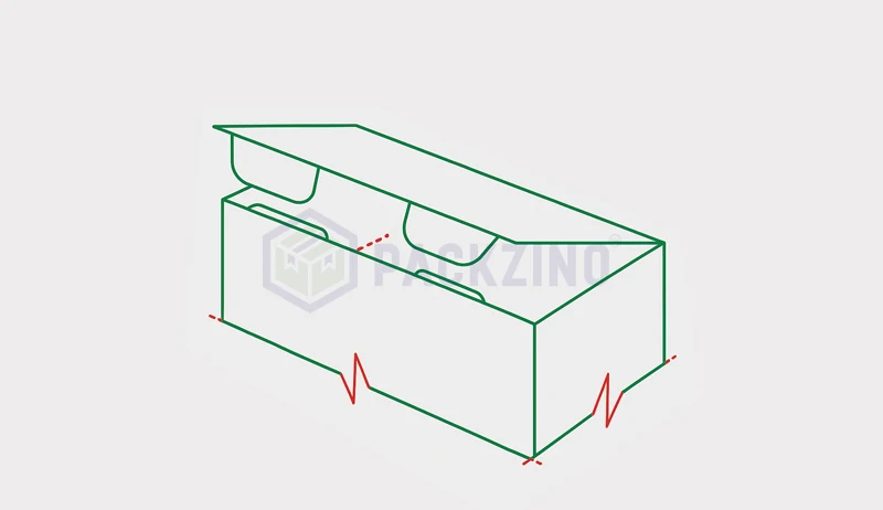 Corrugated mailer box with side tab locks and front flap opening.