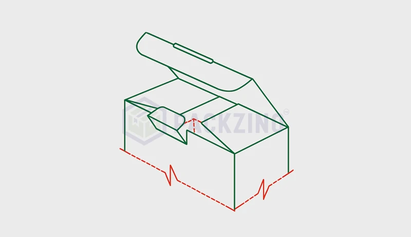 Folding carton with double tongue lock and angled tuck-in flaps.