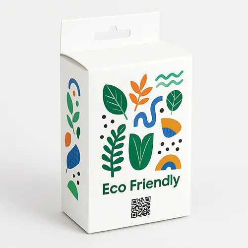 Eco-friendly 5 panel hanger tuck end box with abstract leaves print