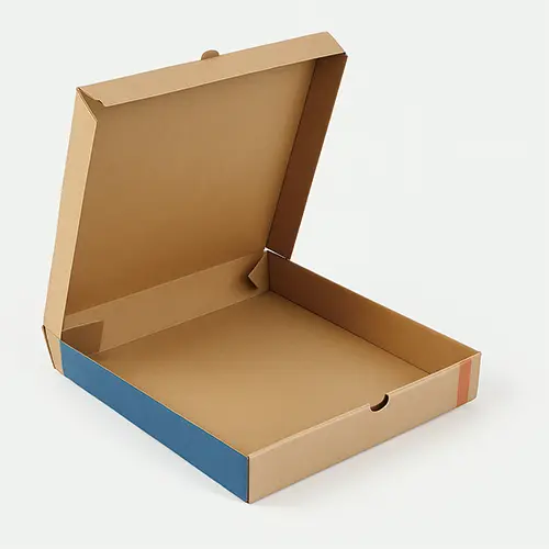 Kraft corrugated pizza box with tuck-in flap lid