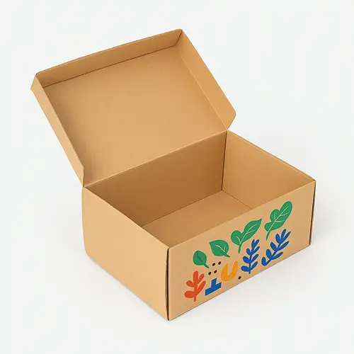 Kraft mailer box with lock cap and double side wall, front printed flap