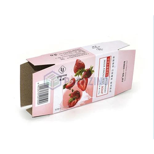 Printed seal end box with strawberry design for milk soap packaging