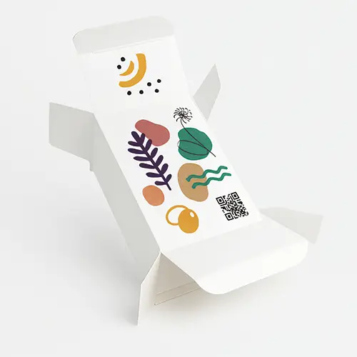 Reverse tuck end box unfolded with full inside botanical print