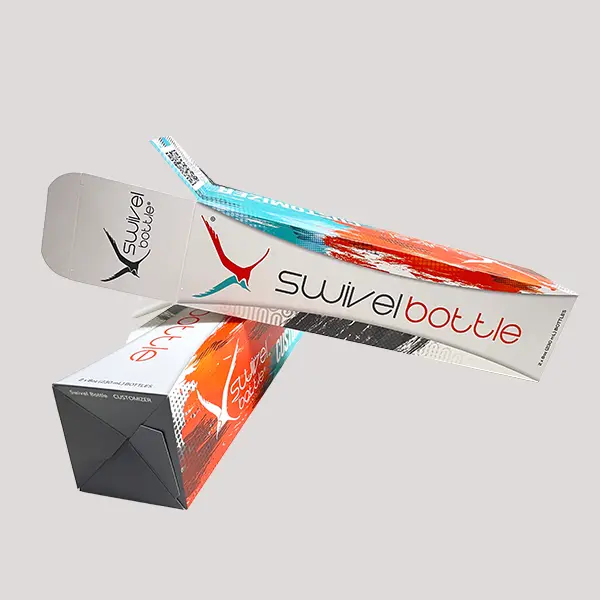 Printed auto bottom box for bottles with vibrant brushstroke design
