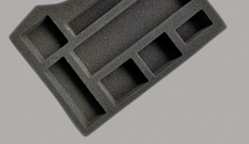 Colored PU foam insert for flexible cushioning and shaped packaging