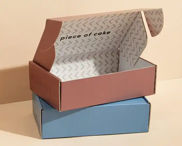 Corrugated bakery mailer box with custom inner print, designed for safe e-commerce shipping.