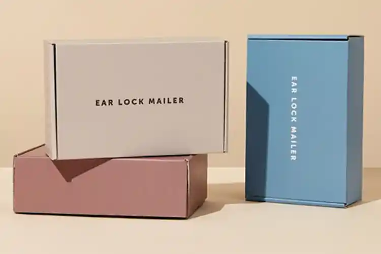 Corrugated custom packaging boxes with ear lock design in soft colors