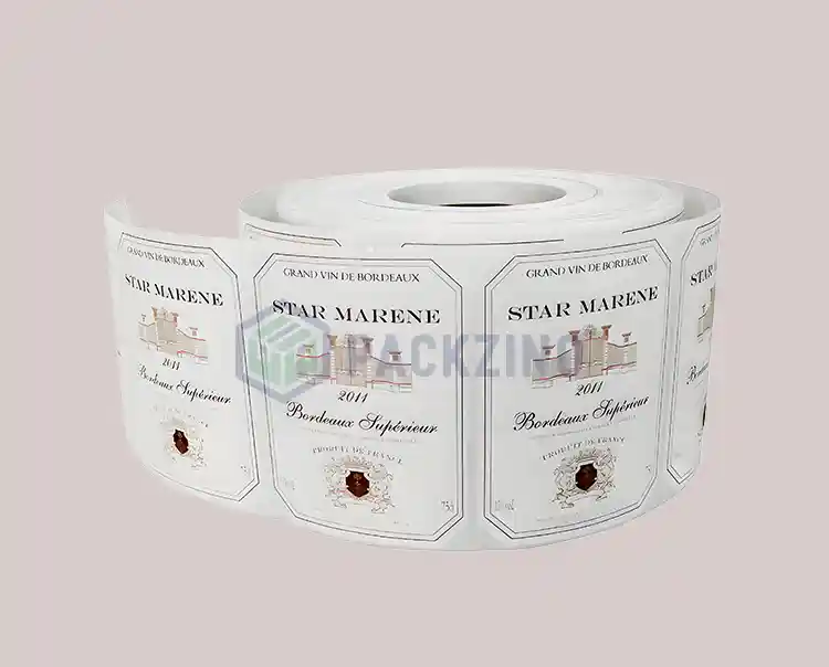 Custom bottle labels printed on rolls for wine branding and packaging