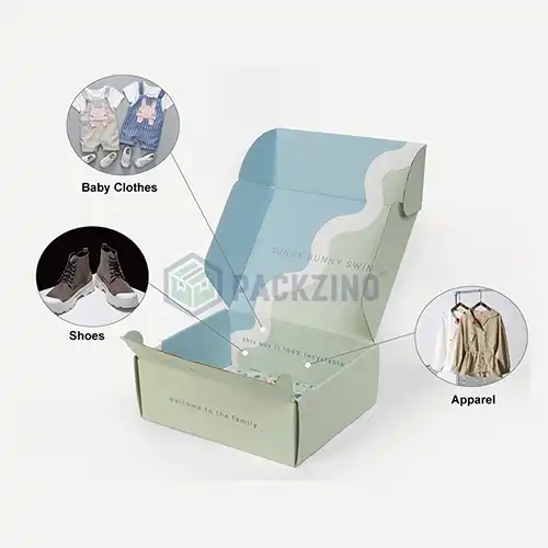 Custom clothes mailer box for baby clothes, shoes, and apparel shipping