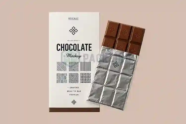 personalized chocolate bar packaging with custom logo and silver foil inner wrap
