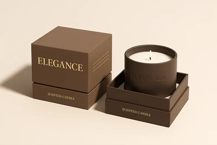 Custom rigid gift boxes with gold foil logo for scented candle packaging