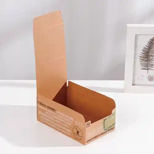 Eco-friendly display box packaging made from recyclable kraft paper.