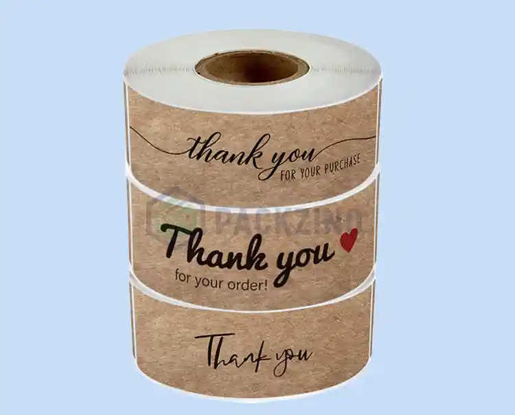 Eco-friendly custom printed kraft paper thank you labels in roll format