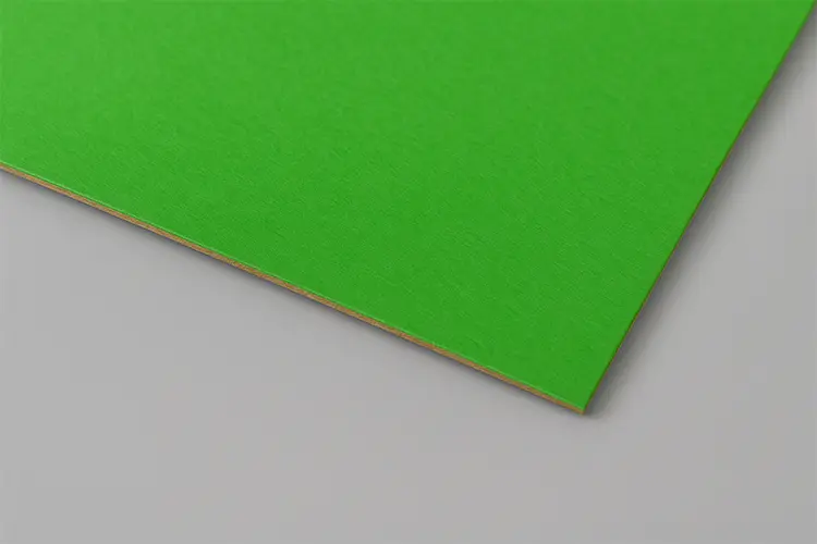 Bright green rigid paperboard ideal for custom luxury packaging boxes.