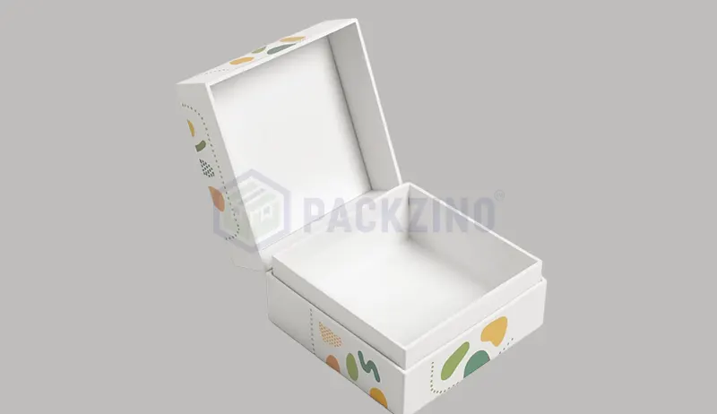Hinged lid rigid box with full interior artwork and clean white base.