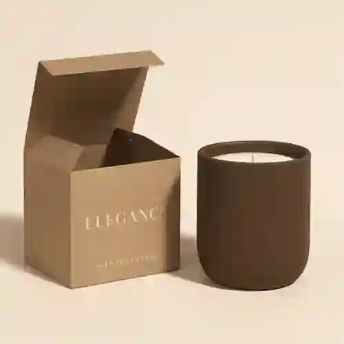 Kraft candle box packaging with minimalist print, ideal for small business candle brands.
