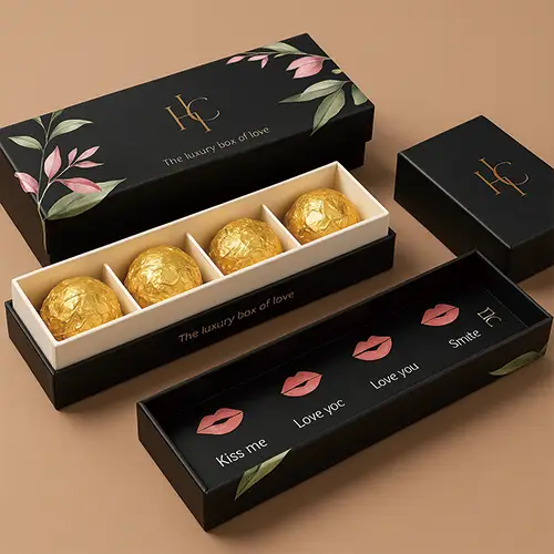 Luxury rigid chocolate box with foil stamping for gift packaging
