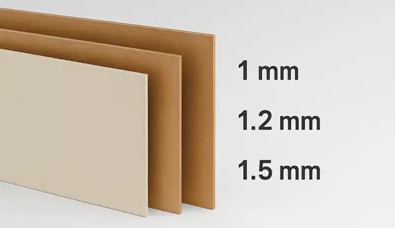 Rigid box board in 1mm, 1.2mm, and 1.5mm thickness to suit packaging needs.