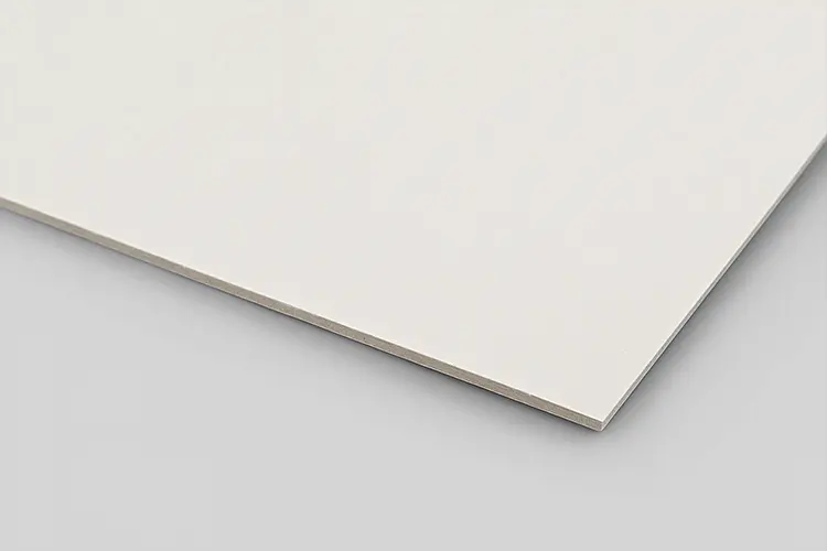 White chipboard sheet perfect for rigid box packaging with clean finish.
