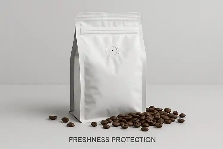 Coffee packaging bag with one-way degassing valve to preserve freshness