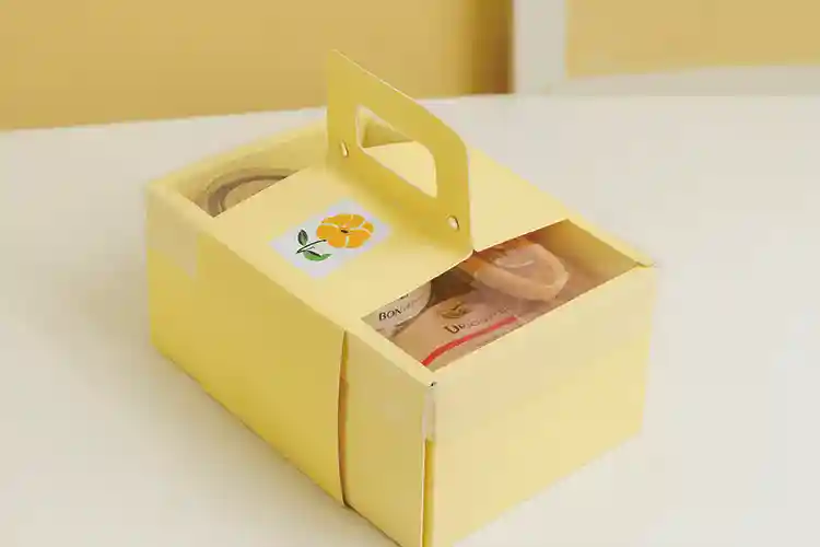 Custom candy packaging with clear window and top handle