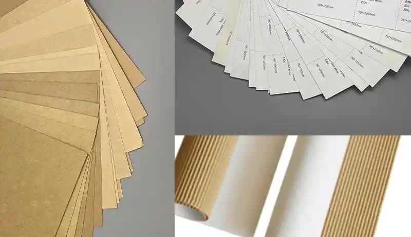 Custom packaging material options including kraft, coated paper, and corrugated board by Packzino.