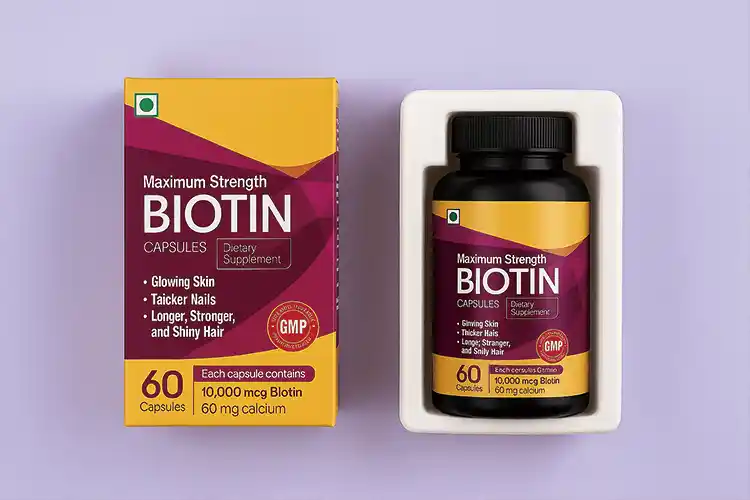 Custom supplement bottle box with insert designed for capsules and secure shipping.