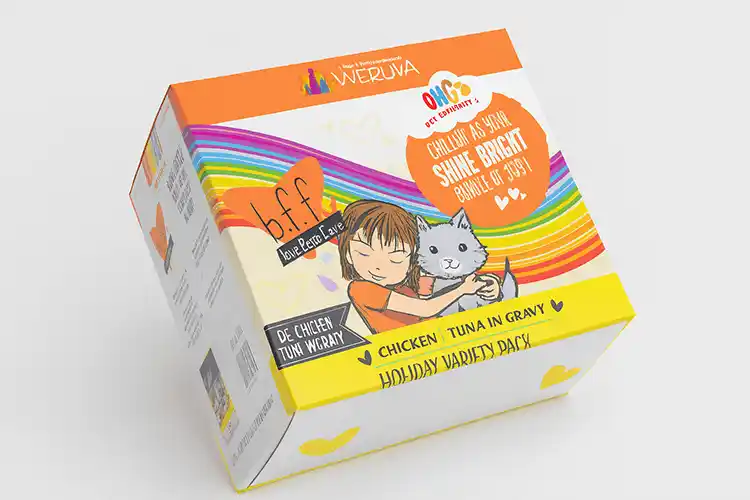Lifestyle-inspired custom pet packaging with illustration