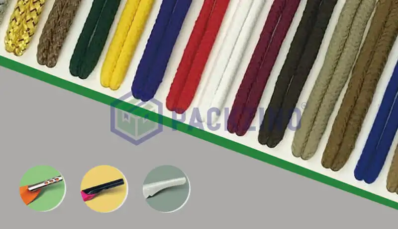 Multi-color low-stretch braided rope handles for paper bags