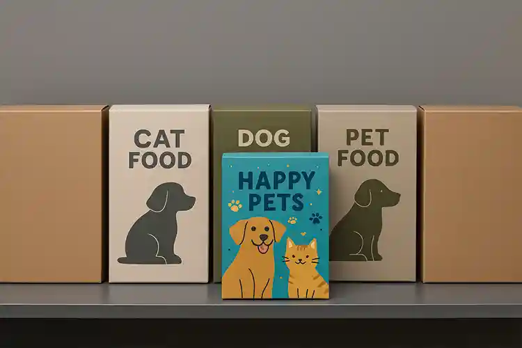 Custom pet packaging boxes with colorful design for shelf appeal