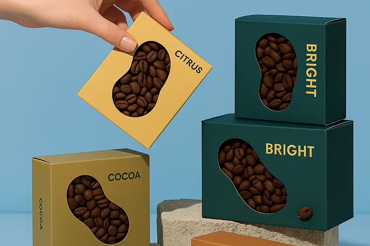 Vibrant printed coffee gift boxes with window design for retail appeal