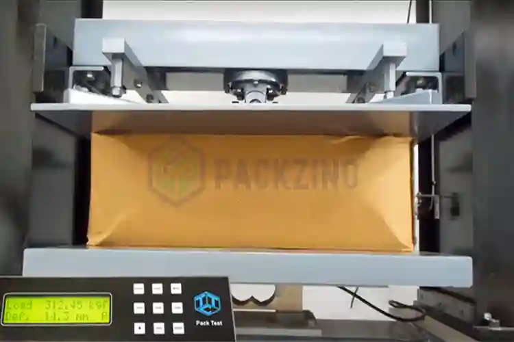 Compression test on carton packaging for rigid boxes