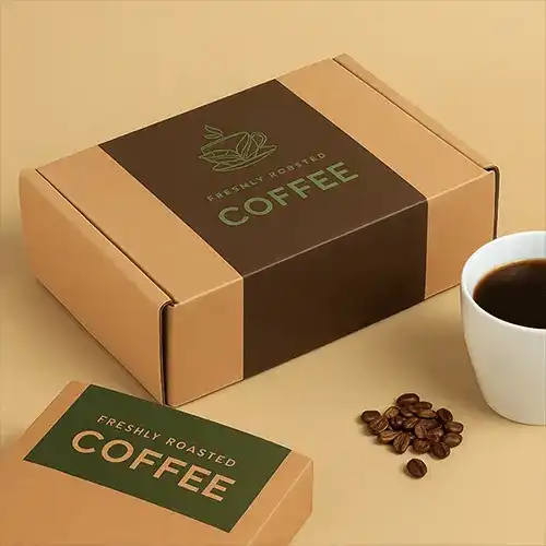 Rigid kraft roasted coffee gift box with printed sleeve for branding and gifting