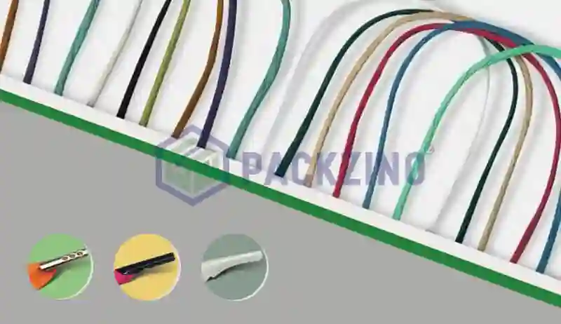 Multicolor twisted paper handles arranged neatly