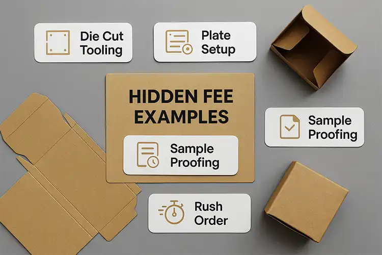 Hidden fees in custom folding carton packaging including die-cut tooling, plate setup, sample proofing, and rush orders – Packzino