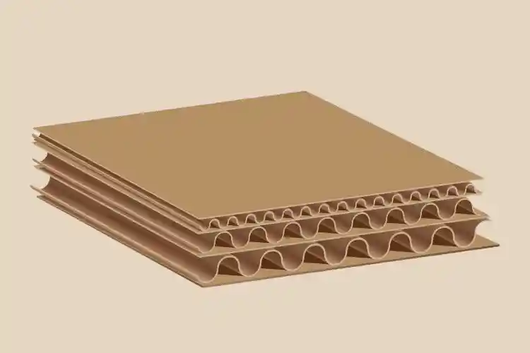 Image of triple-wall corrugated cardboard with three fluted layers for export and heavy-duty packaging.
