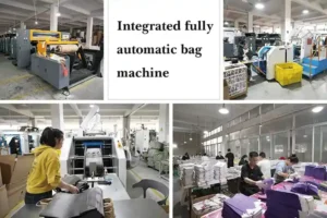 Automatic paper bag production line showing die-cutting and setup process