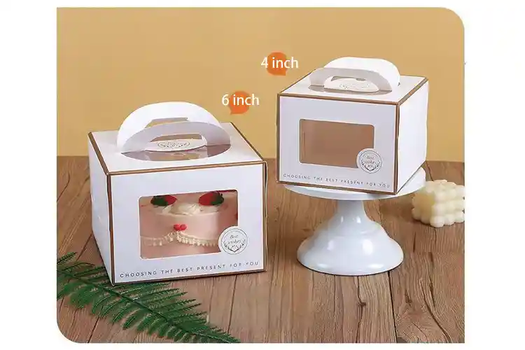 4 inch and 6 inch cake boxes showing standard size differences