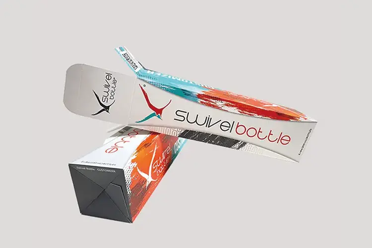 Printed folding carton with tuck-end structure for skincare bottle packaging.