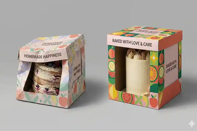 cake placed near open box showing internal space and handling risk